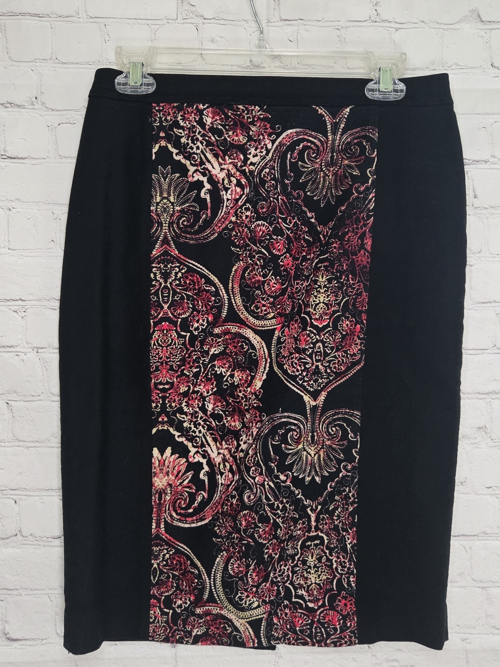 Ann Taylor Y2k black paisley panel pencil skirt  Whimsigoth Witchy Dark Romantic